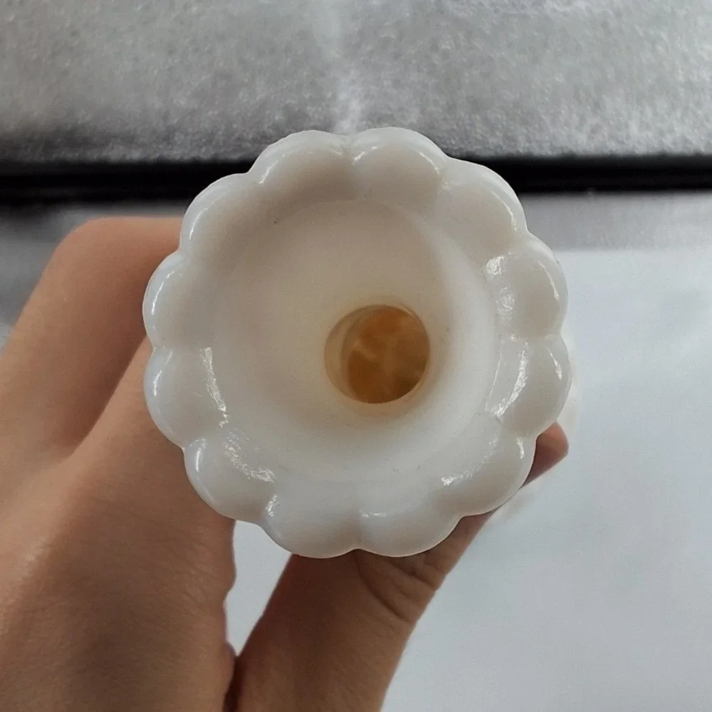 Anchor Hocking Vintage Milk Glass Bud Vase 9 Inch Starburst Bars Pattern MCM
